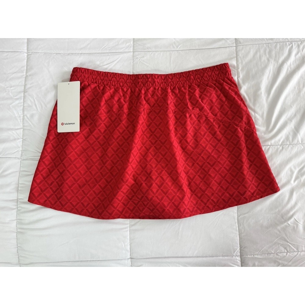 New Lululemon Textured Mesh High-Rise Tennis Skirt Red Size XL Skort Golf Rare - Picture 6 of 11